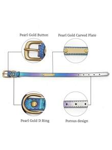 1pc Personalized Blue Colorful Printed Dog Collar Pet Collar, Customizable With Pet Name, Contact Information, Address, Etc., Engraved To Prevent Pet Loss, Suitable For Large, Medium And Small Dogs.