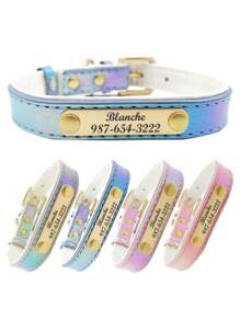 1pc Personalized Blue Colorful Printed Dog Collar Pet Collar, Customizable With Pet Name, Contact Information, Address, Etc., Engraved To Prevent Pet Loss, Suitable For Large, Medium And Small Dogs.