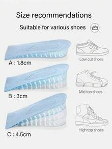 One Pair Of Height Increasing Insoles, Adjustable Height Comfortable Elastic Shoe Inserts