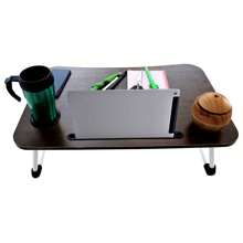 Escritorio para Ordenador, Soporte para Laptop, Tablet con Portavasos/Cajón de Almacenamiento | Mesa Multifuncional para Cama, Sofa Cama Plegable | Bandeja Desayunador de Madera - Marrón - Ver 7