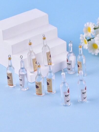 10pcs/Pack Mix Style Fashion Simulation 3D Alcohol Bottle Resin Charms Pendant For Women Jewelry DIY Making Craft