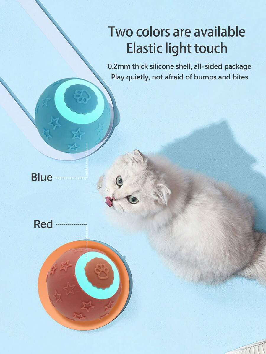 1pc Electric Rotating Ball Toy For Cats, With LED Lights To Attract