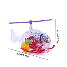 1個創意趣味上發條玩具，行走迷你飛行器，透明直升機設計