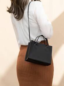 1 件迷你黑色 PU 女士拉链手提包，日常使用多功能单肩包，百搭小包，最佳母亲节礼物创意，母亲节礼物，妈妈礼物，妈妈的必需品，外出妈妈包 - 黑色 - 查看 2