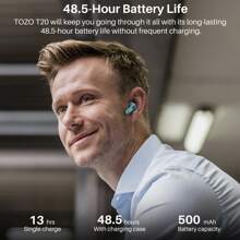 TOZO T20 Wireless Earbuds Bluetooth Headphones 48.5 Hrs Playtime With LED Digital Display, IPX8 Waterproof, Dual Mic Call Noise Cancelling 10mm Broad Range Speakers With Wireless Charging Case Black - 綠色 - 查看 6