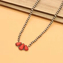 1pc Simple Women's Beaded Necklace In Bohemian Turquoise Andpearl Style Is Perfect For Everyday Wear And Party Gifts - Multicolor - View 13