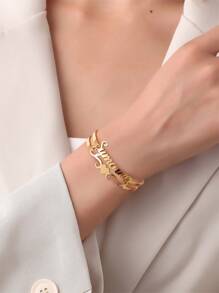 1 pieza Pulsera con nombre personalizado con forma de corazón en la parte inferior, pulsera de acero inoxidable con nombre personalizado para mamá, regalo de cumpleaños, regalo del Día de San Valentín, regalo de dama de honor, regalo de Navidad, regalo del Día de la Madre, regalo para ella