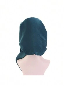 1pc Solid Color Faux Silk Headscarf Hat With Elastic Band And Braided Detail, Wide Brimmed Pirate Hat, Chemotherapy Cap Silk Bonnet Satin Bonnet - Multicolor - View 11
