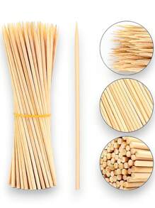 Wooden Grill Sticks, Roasting Marshmallow Or Bamboo Fruit Sticks For Drinks, Fruits, Desserts, Food, Snacks Decoration 100 Pieces - 30公分 - 查看 2