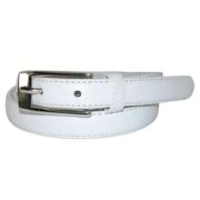 CTM Women's 3/4 Inch Skinny Leather Dress Belt Silver Buckle, Available In Black, Brown, Dark Pink, Gold, Navy, Orange, Purple, Red, Royal Blue, Silver, Tan, Turquoise, White, Yellow,  Large, Medium, XL Leather Dress Belts - 白色 - 查看 1