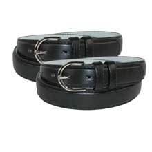 CTM Women's Leather Dress Belt 2-Pack 1 1/8 Inch Silver Buckle, Available In Black, Brown, Navy, Red, Tan, White,  2XL, Large, Medium, Small, Xlarge Leather Dress Belts - 黑色 - 查看 2