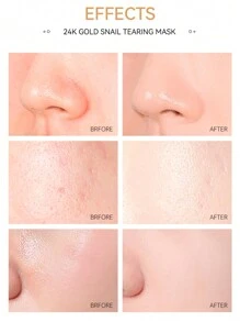 SKVORTSO 1 pièce Masque facial pelable à la bave d"escargot avec feuille d"or 24K 1,76 oz, hydratant, hydratant, éclaircissant, raffinant les pores, pour une utilisation quotidienne, unisexe - Noir - Voir 7