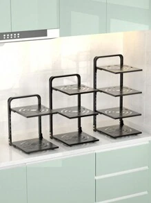 1 Set Adjustable Pot And Pan Organizer Rack For Cabinets - Space Saving Pot And Pan Organizer For Kitchen Storage And Organization