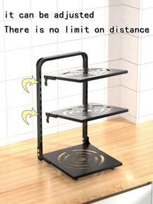 1 Set Adjustable Pot And Pan Organizer Rack For Cabinets - Space Saving Pot And Pan Organizer For Kitchen Storage And Organization