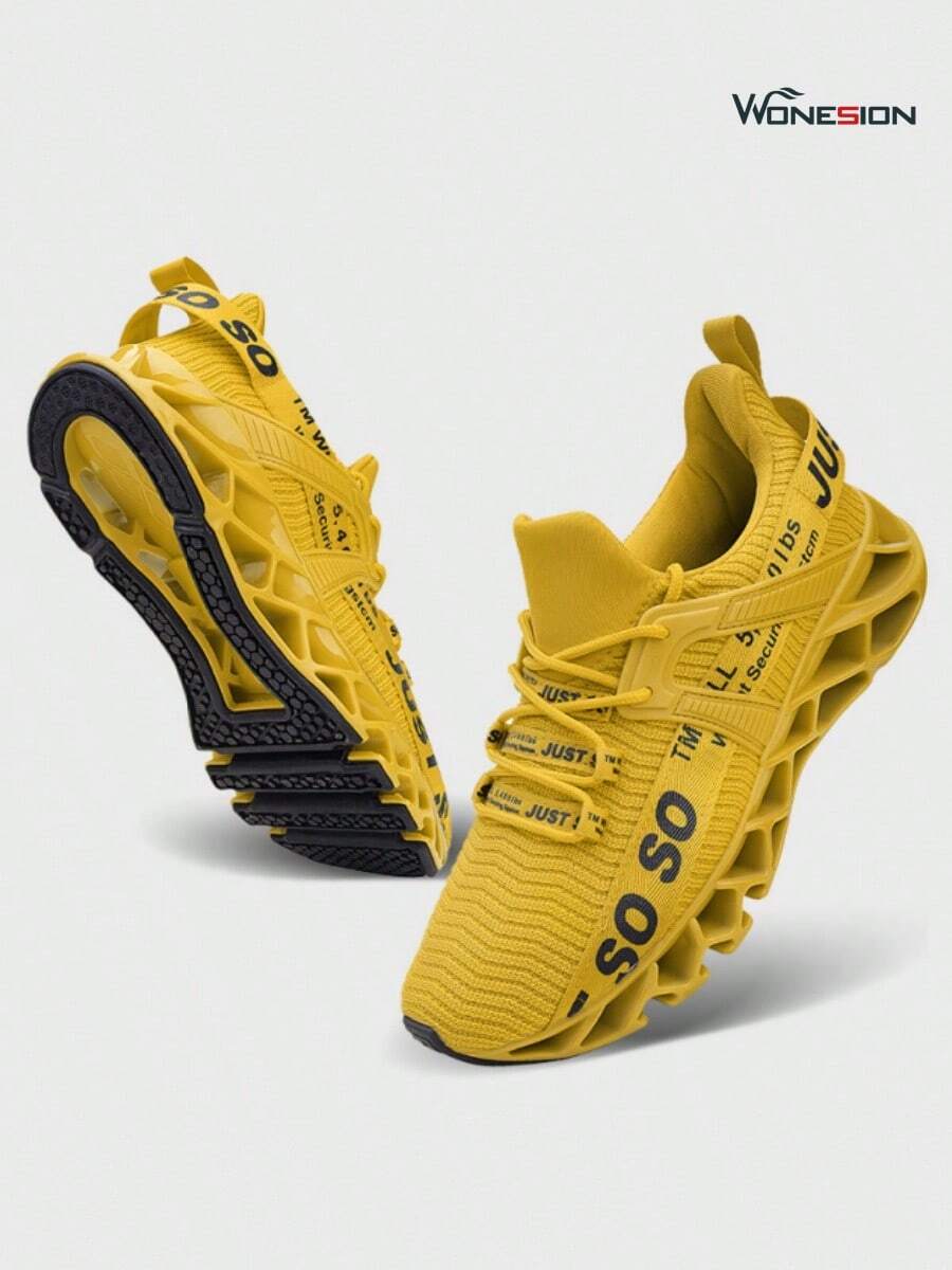 Valentine's Day Women'S Just So So Alphabet Running Lace-Up Shoes Festival Gift Non Slip Athletic Tennis Walking Blade Type Sneakers - Màu vàng - Xem 1