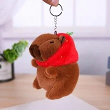 1 pieza Llavero de peluche de capibara, colgante decorativo de hámster lindo, color dorado o plateado aleatorio - Multicolor - Ver 3