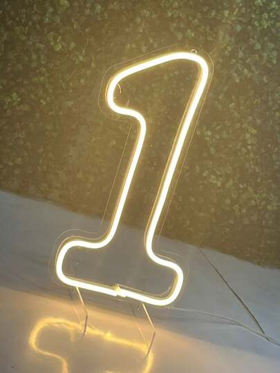 Placa Luminoso Neon Número 1 30cm