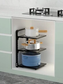 1 Set Adjustable Pot And Pan Organizer Rack For Cabinets - Space Saving Pot And Pan Organizer For Kitchen Storage And Organization