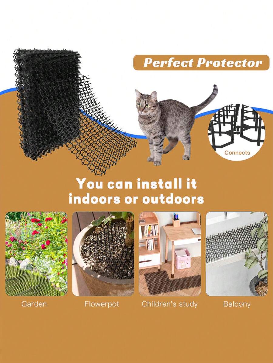 10/12 Pack 16 X 13 Inch Square Cat Scat Mats For Cats With Spikes, Prickle Strips Digging Cat