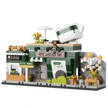 1 Set ABS City Street Scene Building Block Kits, DIY Autumn Flower House, Barista Time Milk Tea Cafe, Fun Small Construction Toys, Develop Hands-On Skills, Creative Home Decor, Gift For Birthday, Holiday, Adults