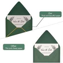 5x7 Envelopes For Invitations With Gold Border 10 Pack Envelopes For Wedding, Invitations, Photos, Birthday, Bridal Shower,Green 5.3x7.28 In - Envelope - View 2