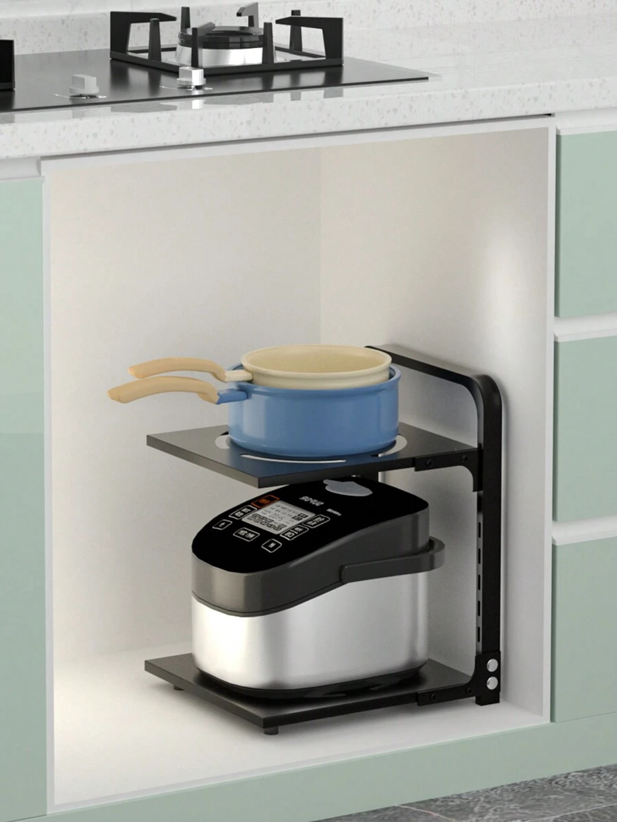 1 Set Adjustable Pot And Pan Organizer Rack For Cabinets - Space Saving Pot And Pan Organizer For Kitchen Storage And Organization