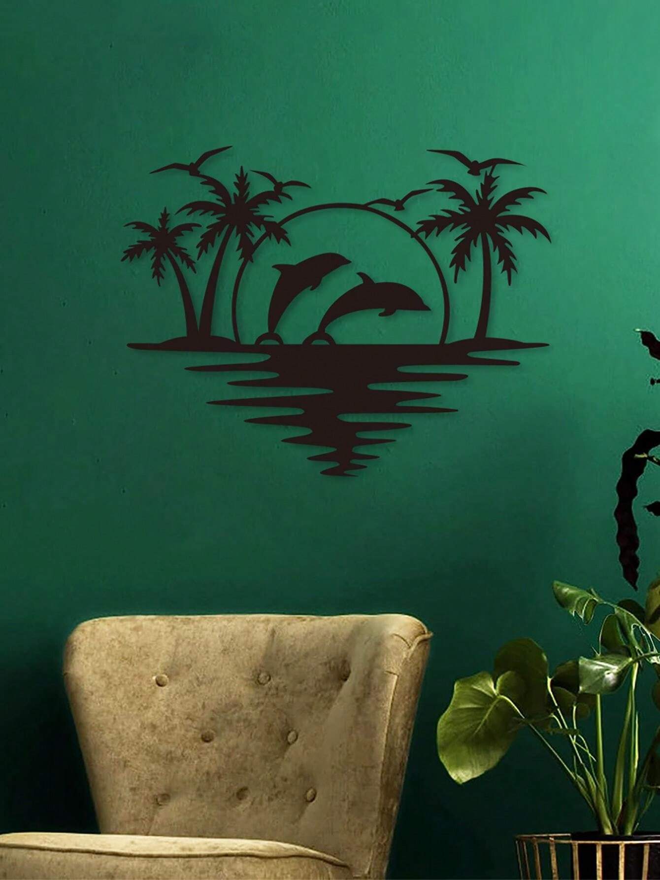 1pc Creative BeachThemed Metal Art Wall Hanging For Decorating Bedroom