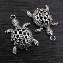 4个海龟吊坠，复古镀银金属饰品，DIY项链手链首饰制作配件 - 復古銀色 - 查看 6