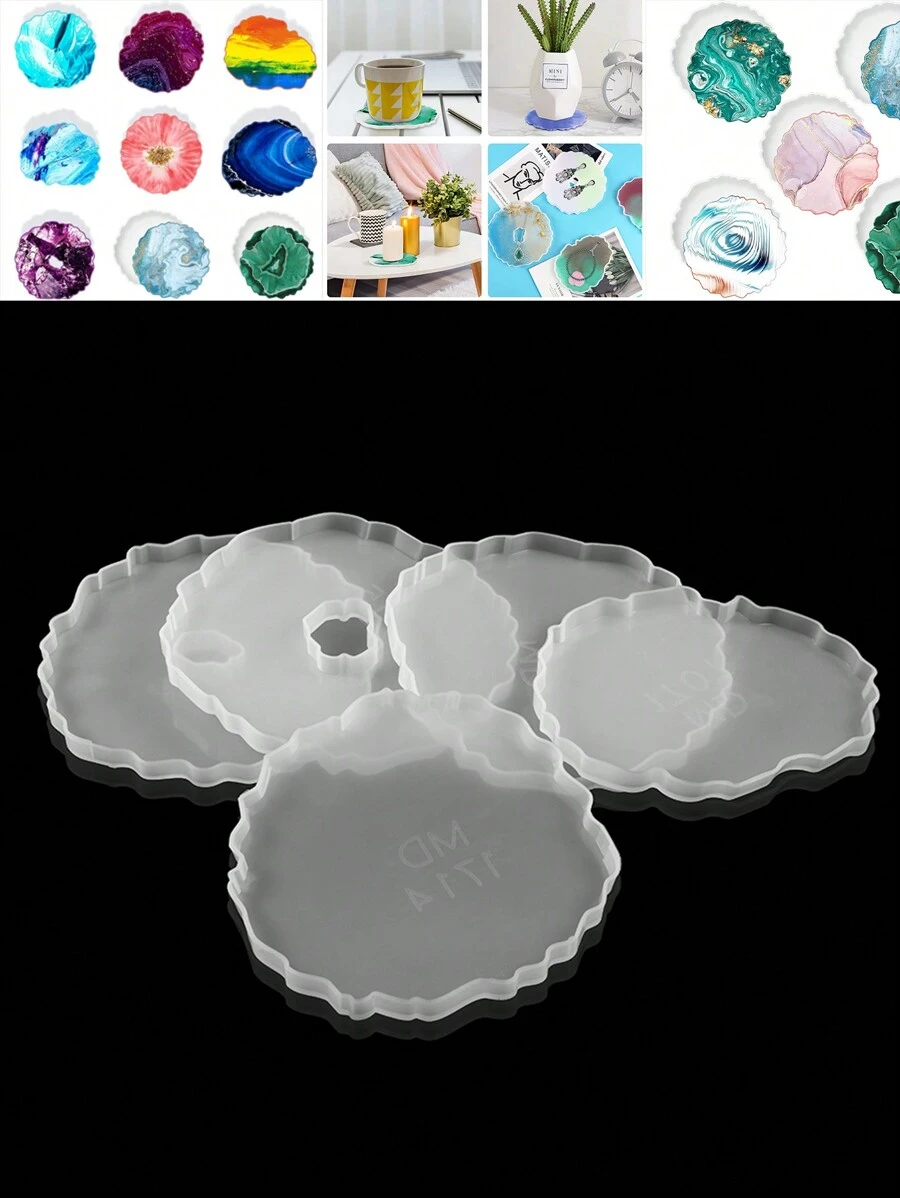 Diy Crystal Epoxy Molds, Asymmetrical Wave-Shaped Coaster And Tray Molds, For Decoration, Silicone Molds - White - View 1