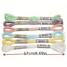 6 件套光效高光泽金属绣花线十字绣线 8 米长 6 股绞线优质 - 彩色 - 查看 2