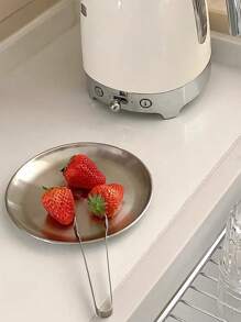 1pc Highly Attractive Korean Stainless Steel Swallowtail Shaped Plate Set With Creative Fruit & Snack & Dessert Plate And Base Plate For Home Use Christmas Gift - Silver - View 4