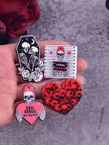 10入組時尚音樂節派對亞克力珠寶DIY掛墜耳環項鍊配件，帶有吸血鬼頭骨墓碑設計 - 彩色 - 查看 4