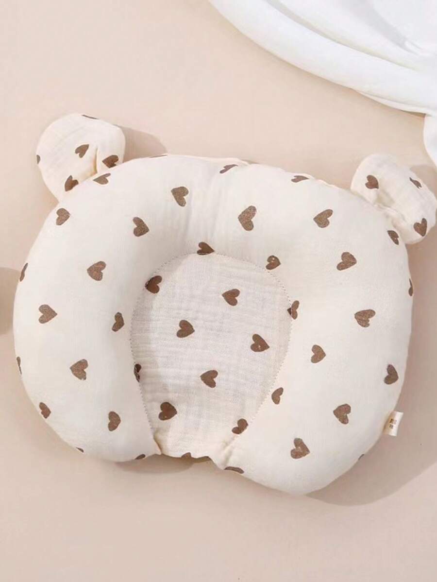 1pc Heart Shape Baby U-Shaped Pillow, Soft And Breathable, Anti-Flat Head Neck Support Pillow, All Seasons Sweat-Absorbent Pillow, Washable, 20*25cm Love Valentine - Bronze - View 1
