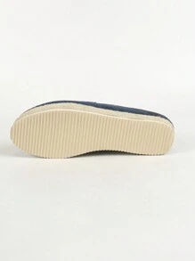 2024 Nuevos Mules para mujer planos con punta redonda y de estilo holgado, con fondo grueso antideslizante, zapatos casuales para todas las estaciones - Azul Marino - Ver 7