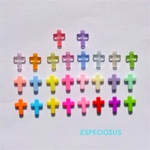 100 PCS Multi Color Acrylic Cross Beads Bracelet Spacer Acrylic Charms Necklace Departments Ornaments DIY Jewelry Accessories Halloween Summer, School
