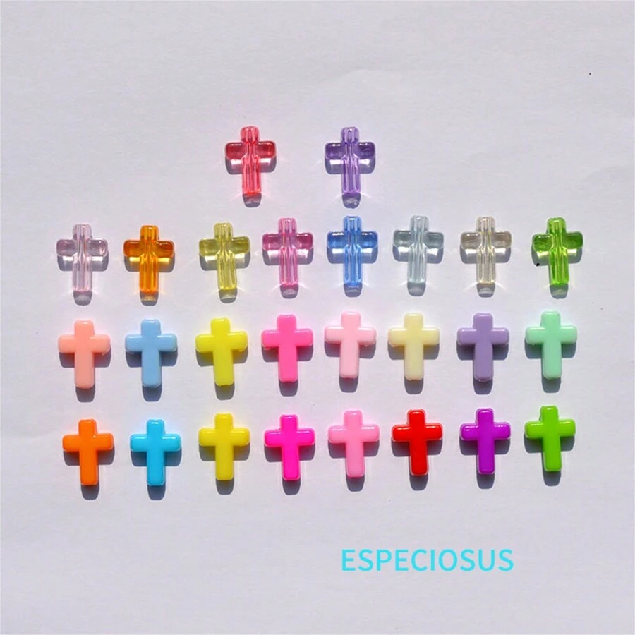 100 PCS Multi Color Acrylic Cross Beads Bracelet Spacer Acrylic Charms Necklace Departments Ornaments DIY Jewelry Accessories Halloween Summer, School