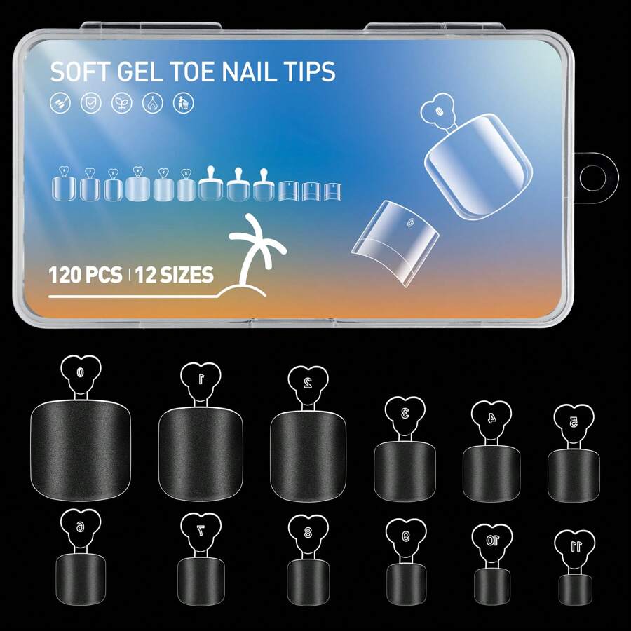 Fake Toenails 120PCS Soft Gel Full Cover Toe Nail Tips Matte Press On Toenails 12 Sizes Acrylic Toenails Gel Nail Extensions For Women Nail Salons And DIY Nail Supplies