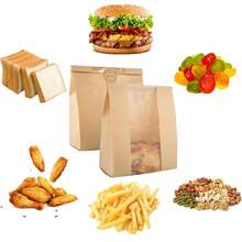 Meching 自製麵包用帶窗口的酸麵團紙袋（13.7x8.2x3.7英寸），適用於烘焙師的烘焙品包裝和存儲。包裝包括封口貼紙。 - 卡其色 - 查看 6