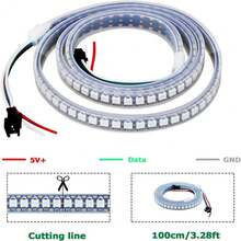 USB5V WS2812B Individually Addressable LED Strip 1 M 144 LED 5050SMD Flexible Black PCB RGB LED Strip Full Color Fantasy IP67 Housing Waterproof LED Strip For Home Parties (Controller Included) - Color - View 2