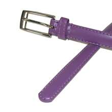 CTM Women's 3/4 Inch Skinny Leather Dress Belt Silver Buckle, Available In Black, Brown, Dark Pink, Gold, Navy, Orange, Purple, Red, Royal Blue, Silver, Tan, Turquoise, White, Yellow,  Large, Medium, XL Leather Dress Belts - 紫色 - 查看 2