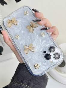 Butterfly And Flower Pattern Drop-Resistant Phone Case With Milk White Paint Compatible With Apple IPhones