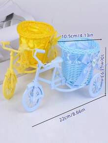 1 cestino per bicicletta intrecciato con fiori artificiali, cestino per l\"allestimento floreale, cestino portaoggetti, cestino decorativo, ornamento triciclo, decorazione domestica per piccola bicicletta - Multicolore - Visualizzare 3