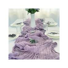 1 pieza Camino de mesa de tela de queso, estilo bohemio, largo corredor de gasa romántico para bodas, recepción, duchas de bebé, fiestas, acción de gracias, cumpleaños, mesa del comedor, vestidor, decoración del hogar, decoración del Día de la Madre