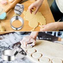 Round Cookie Cutter Set 12 Pcs,Metal Donut Cutter Ring Molds For Cooking,Stainless Steel Biscuit Cutter Pastry Cutter Circle Cookie Cutter Cake Rings Tool For Baking,Large Small Mini Cookie Cutters - Silver - View 5