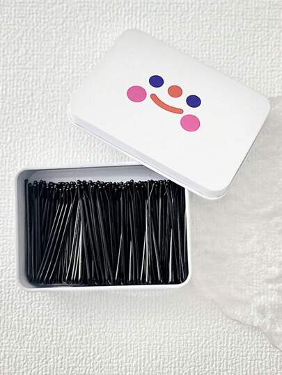 100 pezzi Set di fermagli per capelli piatti neri, inclusi 100 pezzi di forcine a forma di U, fermagli per capelli da donna, nuovo design di confezione 2025, per frangia, salone, matrimonio, accessori per capelli sottili, fermagli in acciaio, mini forcine a pinza per capelli, barrette per capelli, articoli per la scuola