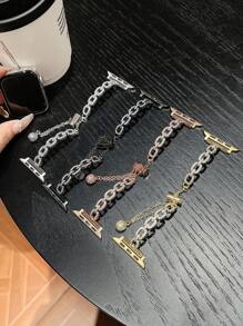 1pc Small Baguette Diamonds Embellished Bracelet Band, Fit For 38/40/41/42/44/45/46/49mm Apple Watch Ultra Series S10/9/8/7/6/5/4/3/2/1/SE