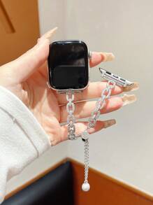 1pc Small Baguette Diamonds Embellished Bracelet Band, Fit For 38/40/41/42/44/45/46/49mm Apple Watch Ultra Series S10/9/8/7/6/5/4/3/2/1/SE