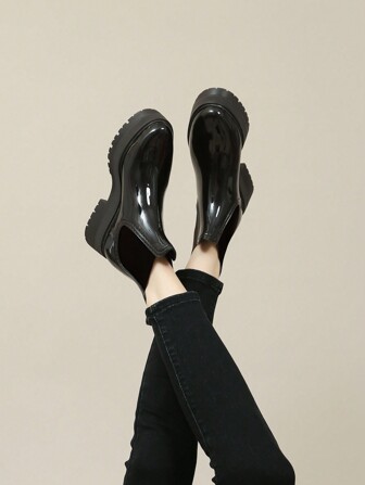 2024 New Arrival Fashionable Boots For Women, Go With Leggings Solid Color Low-Heel Waterproof Slip-Resistant Rain Boots, Jellies And Rain Shoes For Ladies