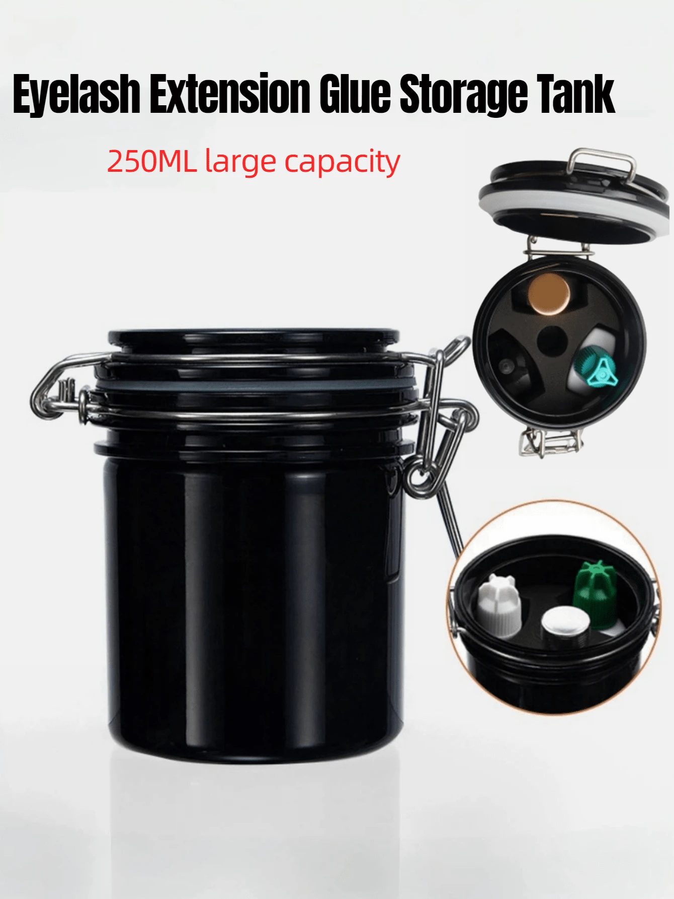 1 个 250ML 睫毛延长胶储存罐单独粘合剂支架容器睫毛激活密封储存罐容器，用于睫毛延长
