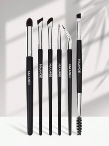 MAANGE 6件套化妆刷套装，包含睫毛刷、眉刷、眼影刷、高光刷、鼻影刷、遮瑕刷、眼线刷和光晕刷。化妆工具套装，化妆刷套装，化妆刷套装，化妆刷套装，全套化妆刷，化妆刷套装，全套化妆工具，刷子套装，化妆刷套装，化妆礼盒套装 - 黑色 - 查看 2